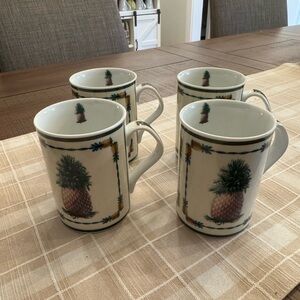 Pineapple Print‎ Ceramic Mugs Set of 4